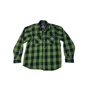 Milwaukee Leather Flannel Shirt Mens M Green Plaid Performance Apparel Button Up